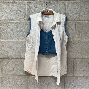 Vintage No Barriers Layered Button Down Tank